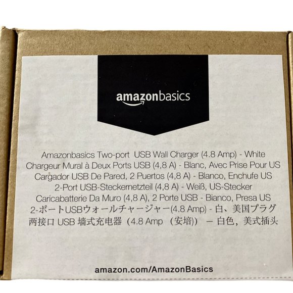 Amazon Basics 2-Port USB Wall Charger for Phone, iPad Tablet, 4.8 Amp, White - Picture 4 of 4